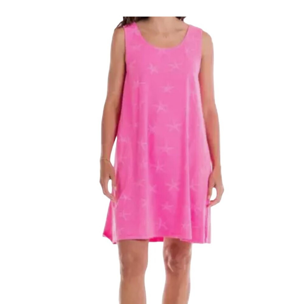 FRESH PRODUCE Large Cosmos PINK DRAPE STARFISH Jersey Tank SUN Dress $76 NWT L